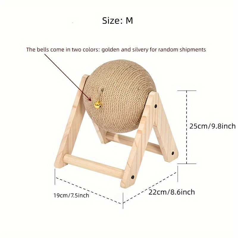 Cat Scratching Pad With Bell Wooden Cat Claw Grinding Toy