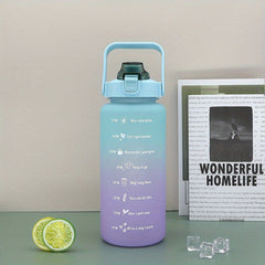 2000ml Water Bottle with Time Marker and Straw