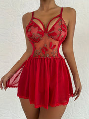 Women's Butterfly Babydoll Dress Sexy Semi Sheer Strappy Slip Chemise