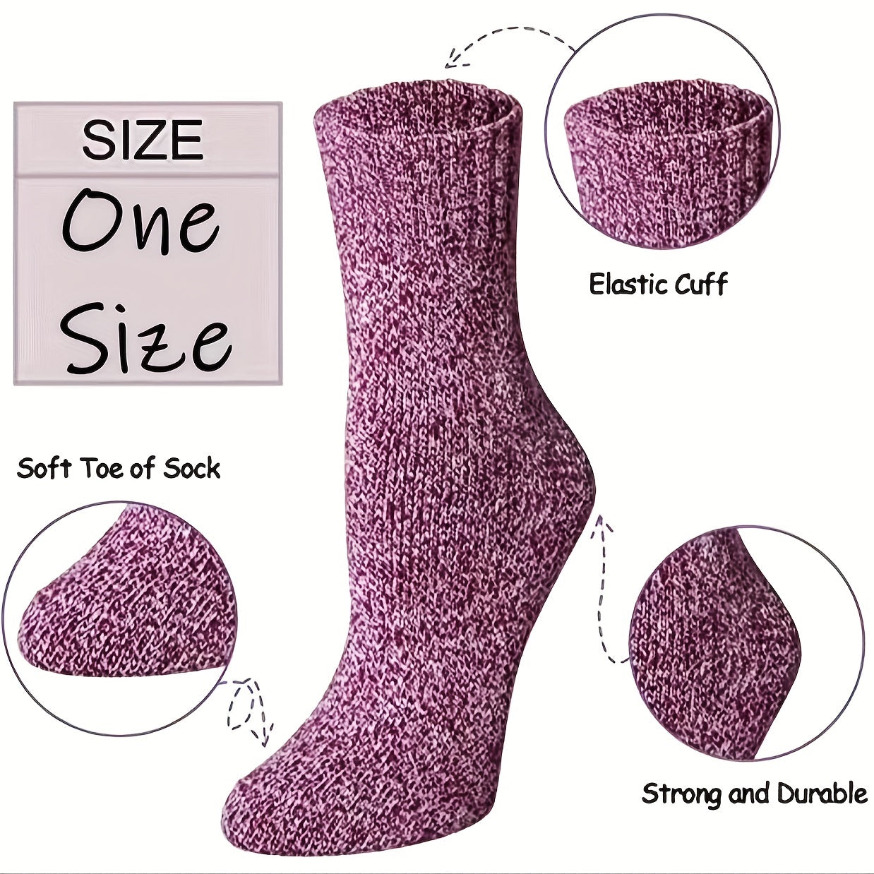 5 Pairs Cashmere Thick Warm Socks Men Women Christmas