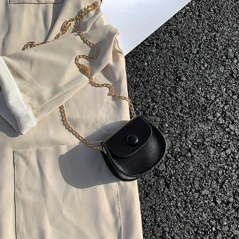 Stylish Mini Flap Chain Saddle Bag for Makeup Lipsticks and Toiletries