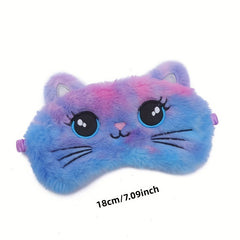 Cartoon Cat Sleep Eye Mask Plush Blackout Blindfold
