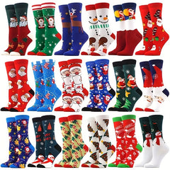10 Pairs Christmas Socks Santa Claus Snowflake Elk Crew Socks Men's Year Socks