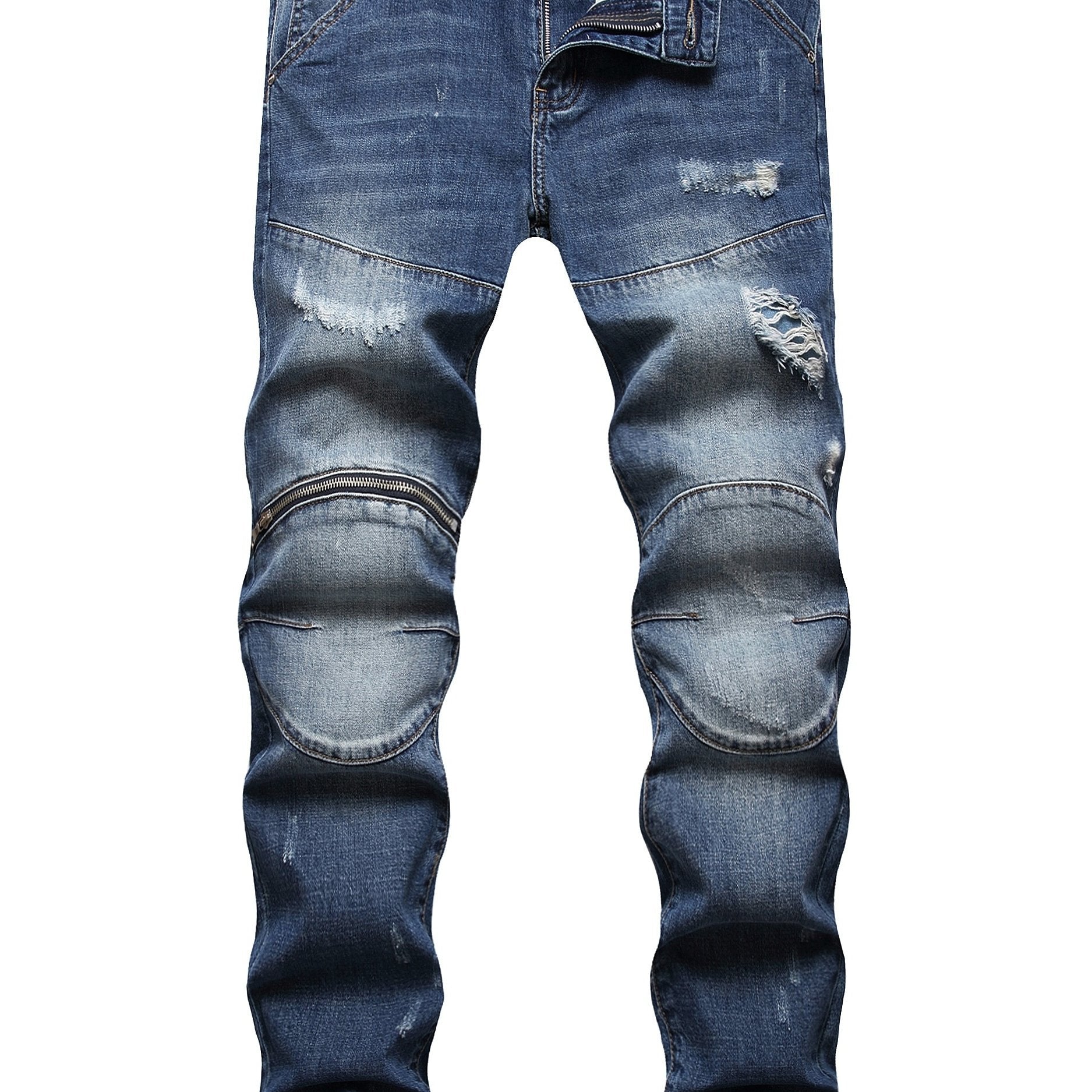 Slim Fit Ripped Jeans Men's Casual Distressed Denim Pants Spring Summer