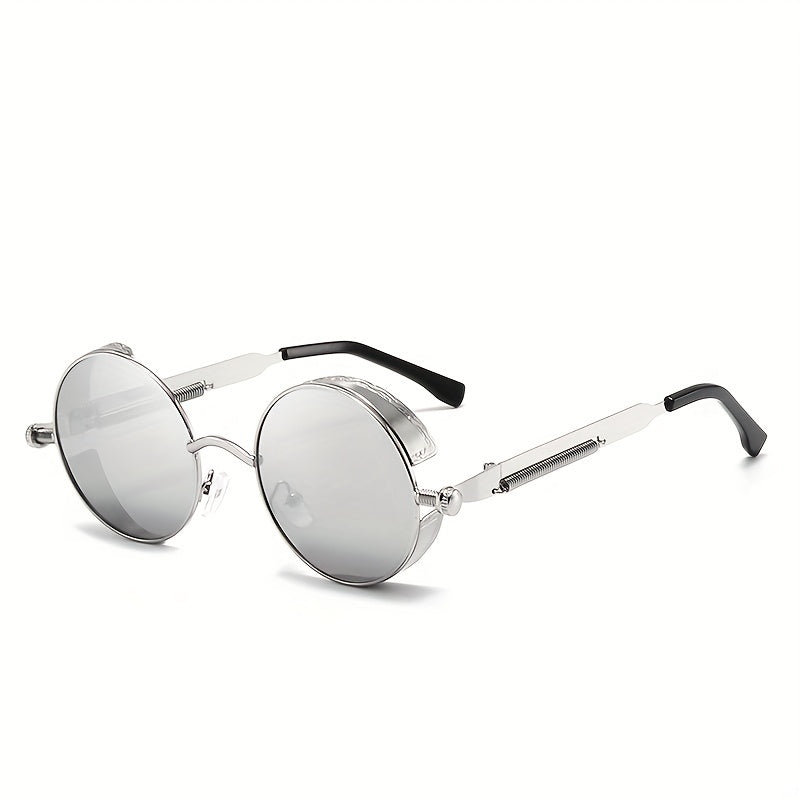 Steampunk Round Metal Sunglasses UV400 With Case