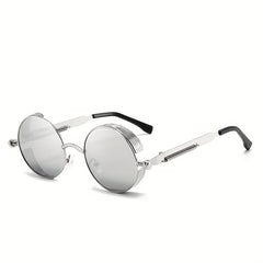 Steampunk Round Metal Sunglasses UV400 With Case