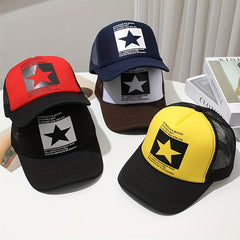 Pentagram Print Baseball Cap Mesh Trucker Hat Adjustable Sunscreen Sports Hats