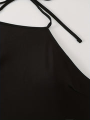 Lace Up Halter Tankini Set Tropical Panty Swim