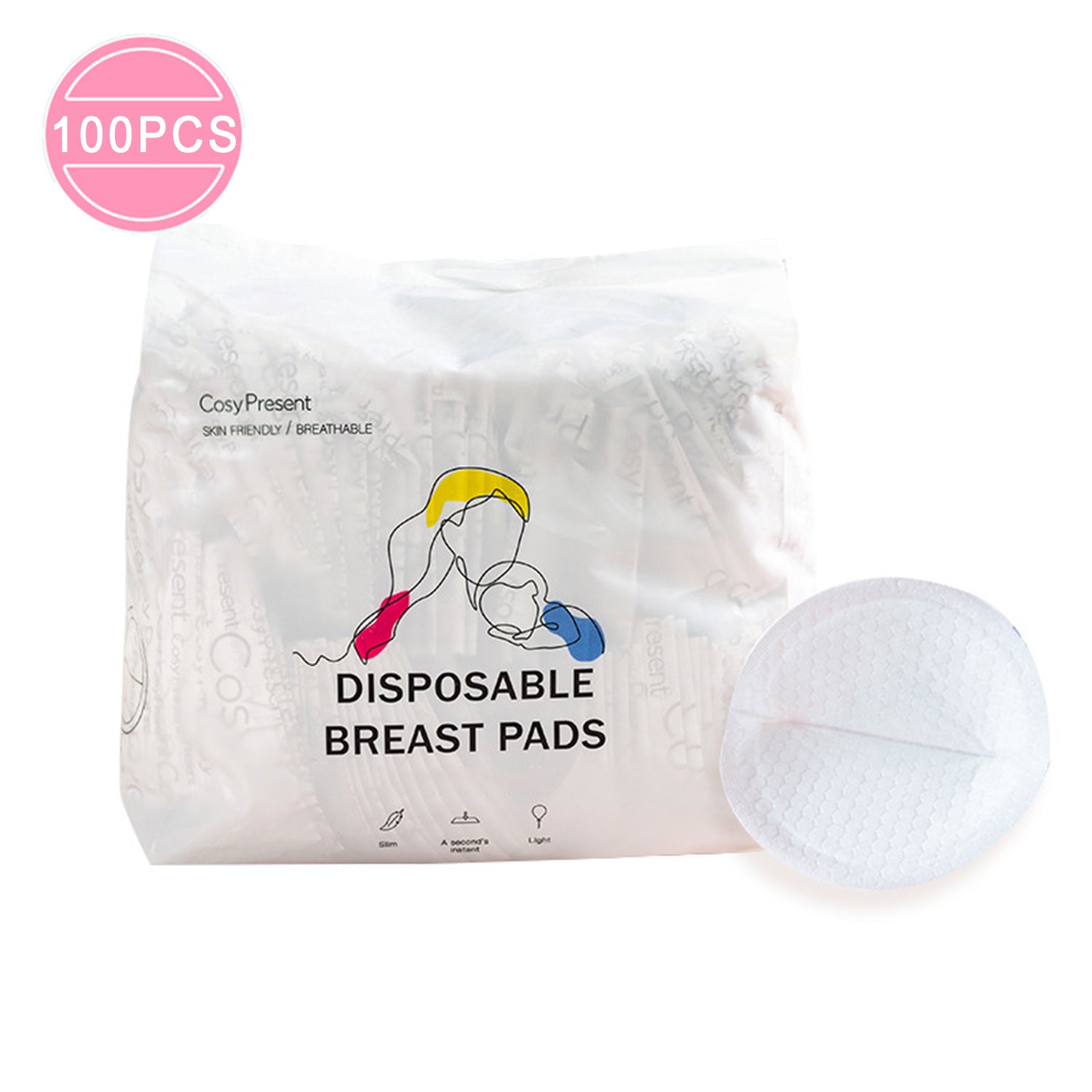 100pcs Stay Dry Disposable Nursing Pads Absorbent & Comfortable