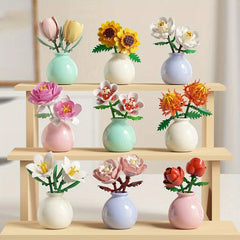 Mini Blocks Eternal Flower Series Rose Vase Toy Model Girls' Gift