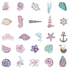 56pcs Pink Purple Mermaid DIY Stickers for Phone Laptop Helmet