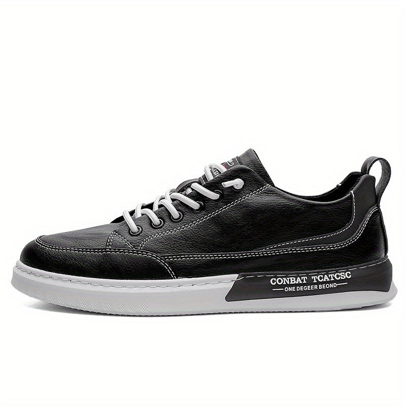 Men's Slip On Leather Skate Shoes Walking Sneakers