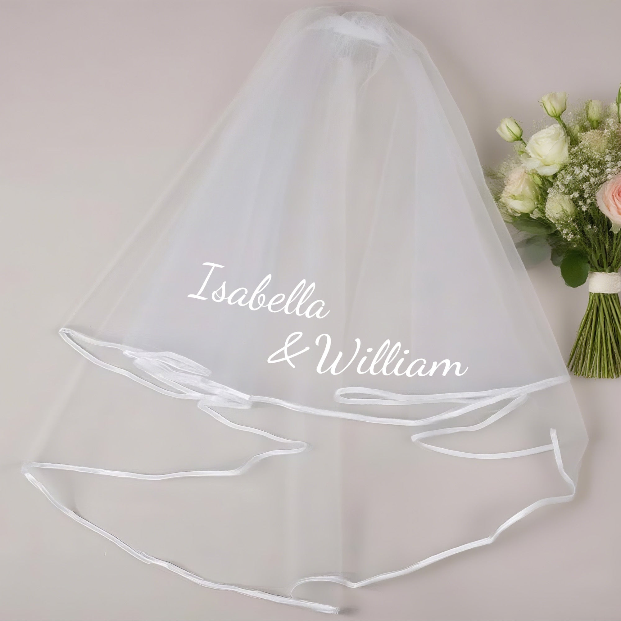 Personalized Bridal Veil Custom Bride's Name & Wedding Date
