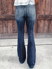 High Waist Ripped Denim Pants Flared Stacked Jeans Women's Jeans