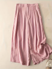 Vintage Solid Wide Leg Pants Elastic Waist