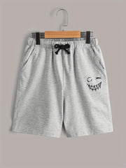 3pcs Smiling Print Boys Quick Drying Shorts for Summer Outdoor