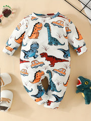 Baby Cartoon Animal Truck Print Creeper Romper