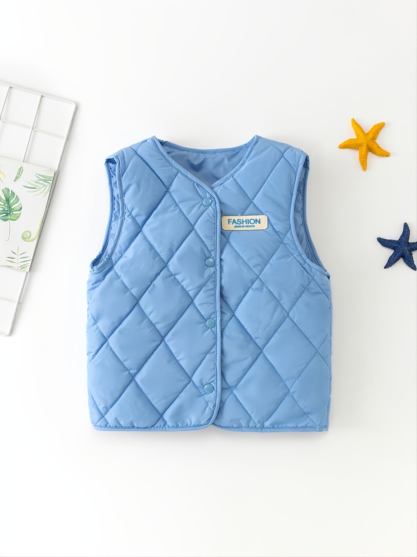 Kids Solid Alphabet Warm Vest Autumn And Winter