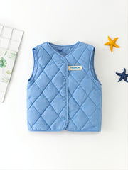 Kids Solid Alphabet Warm Vest Autumn And Winter