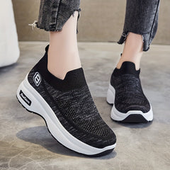 Women's Mesh Panel Sock Sneaker Slip On Platform Shoes