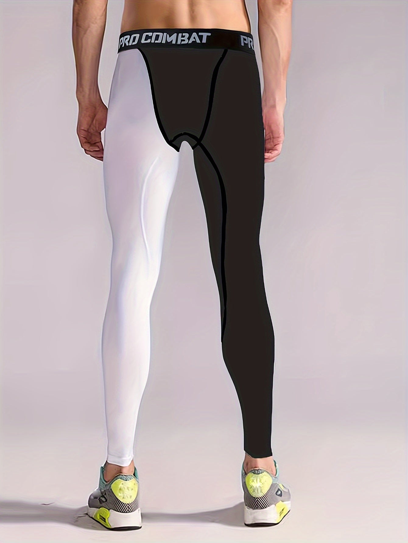 Men's Block Leggings Active Sports Compression Pants