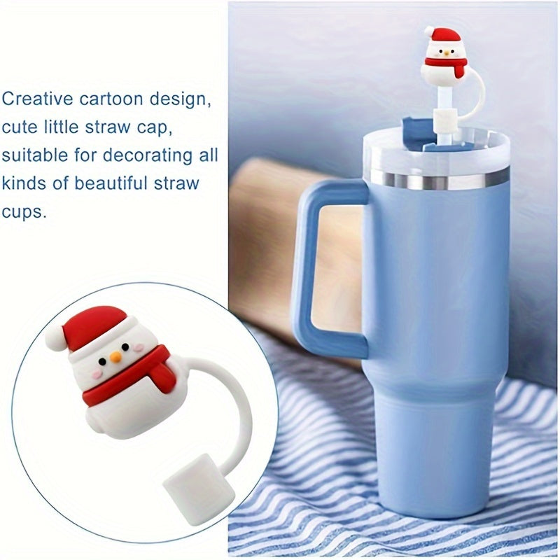 6pcs Christmas Silicone Straw Cap Dustproof Cover Plug