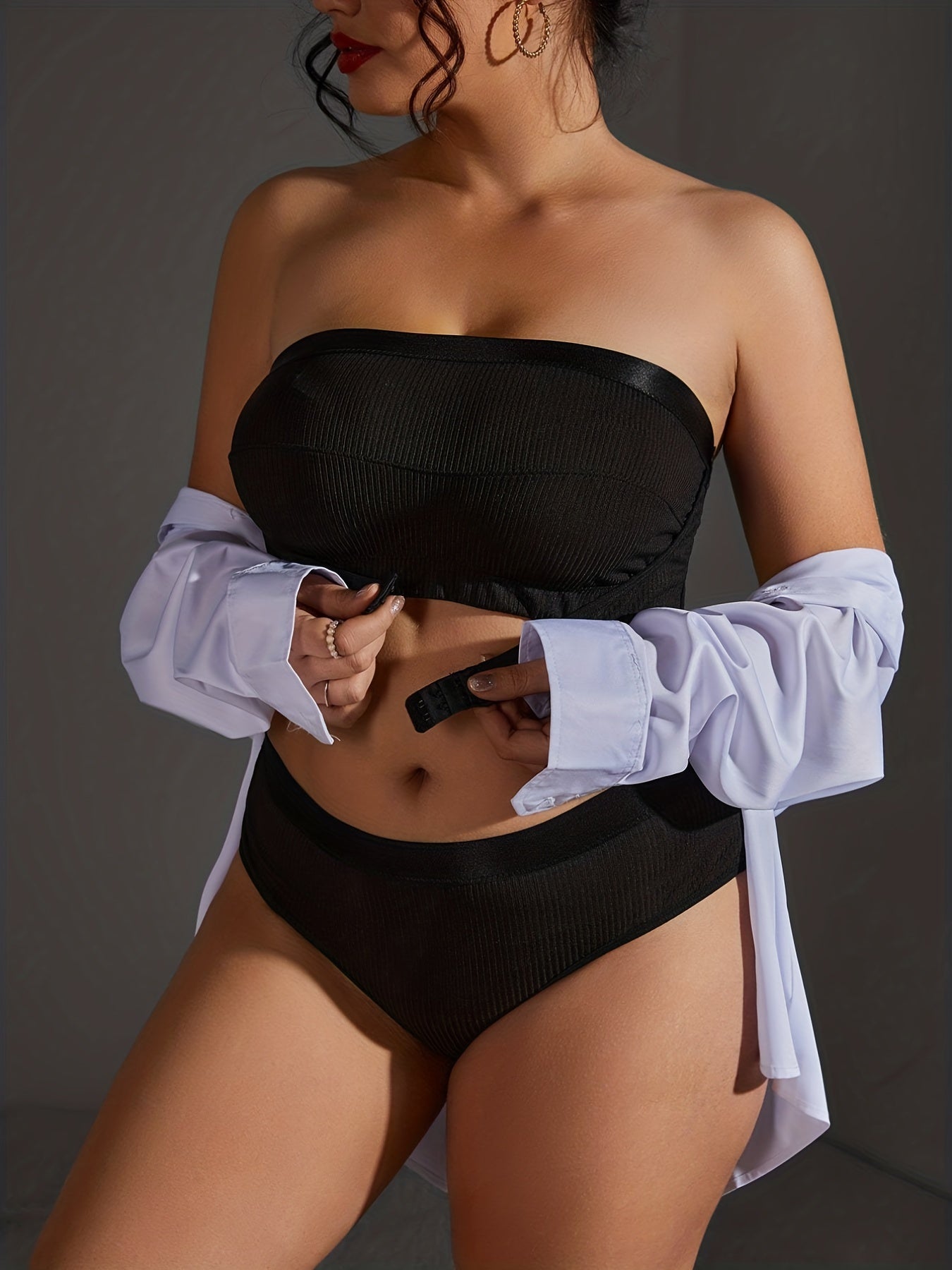 Ribbed Body Shaping Bra & Underwear Lingerie Set