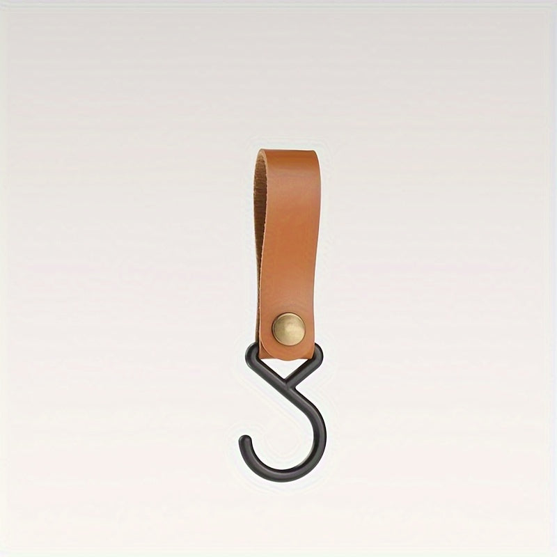 S Shape PU Leather Storage Hook Keychain for Camping