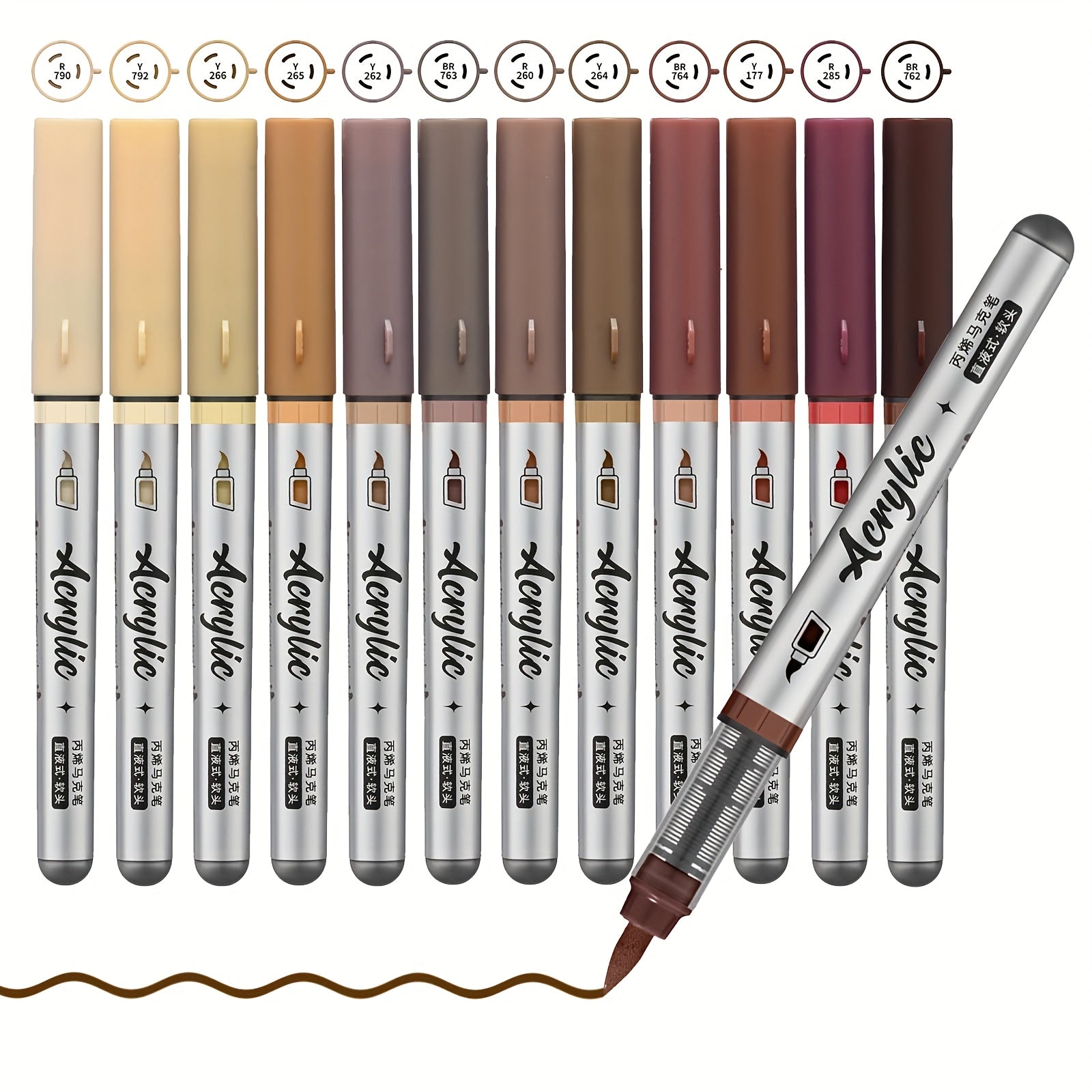 Acrylic Markers Set 12 Art Markers Brush Tip Acrylic Painter marker