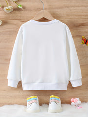Girls Flower & Letter Graphic Crew Neck Sweatshirt Pullover