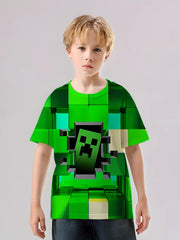 Pixel Style Print Kid's T shirt Unisex Tee For Summer