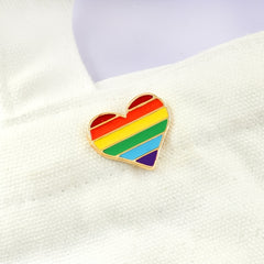 Rainbow Heart Pin Mini Metal Accessory for Clothes