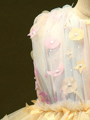 Princess Dress for Kid Girls with Ombre Moon & Stars Appliques
