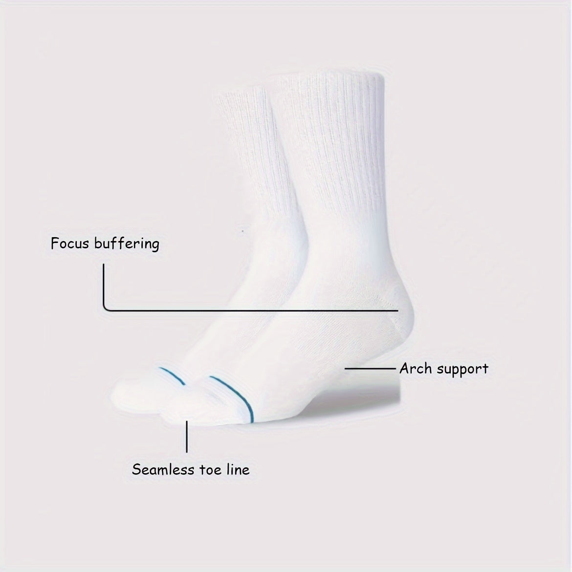 3 Pairs Solid Mid calf Casual Socks for Men