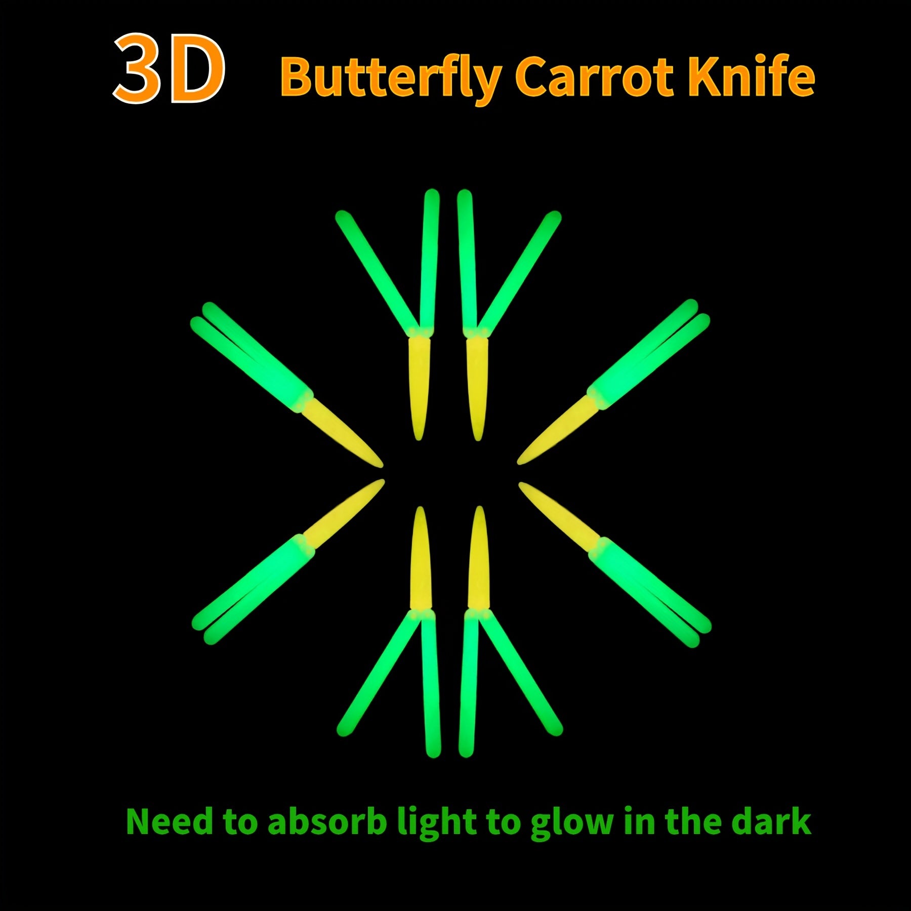 3D Gravity Luminous Butterfly Carrot Stress Relief Toy Gift