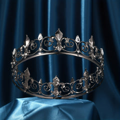Baroque Dark Rhinestone Crown Bride Wedding Accessory