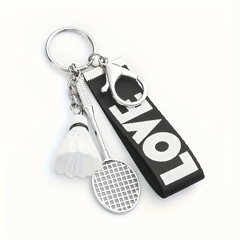 Badminton Racquet Keychain Alloy Key Chain Decoration