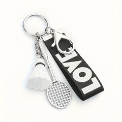 Badminton Racquet Keychain Alloy Key Chain Decoration