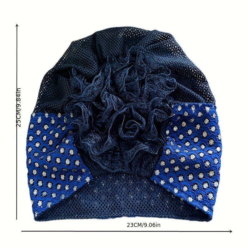 Lace Mesh Turban Cap Vintage Head Wrap Beanie Women Ramadan Bonnet