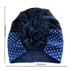 Lace Mesh Turban Cap Vintage Head Wrap Beanie Women Ramadan Bonnet