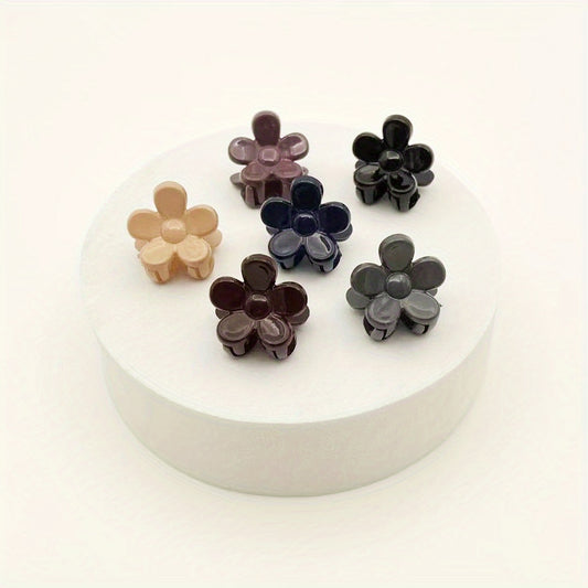 6pcs Mini Hair Claw Clip Solid Flower Shaped Hair Clip for Women Girls