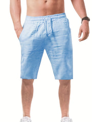 Cotton Drawstring Shorts Men's Summer Casual Beach Resort Solid Waist