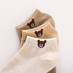 10 Pairs Cartoon Bear Print Socks & Lightweight Low Cut Ankle Socks