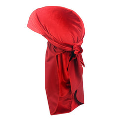 Velvet Men Durag Cap Headwrap Extra Long Tail Wide Strap Turban Hat