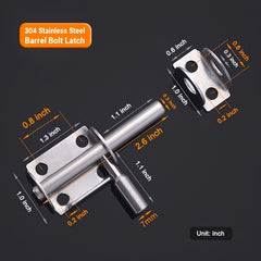 Stainless Steel Sliding Door Barrel Bolt Lock Safety Anti-theft Guard
