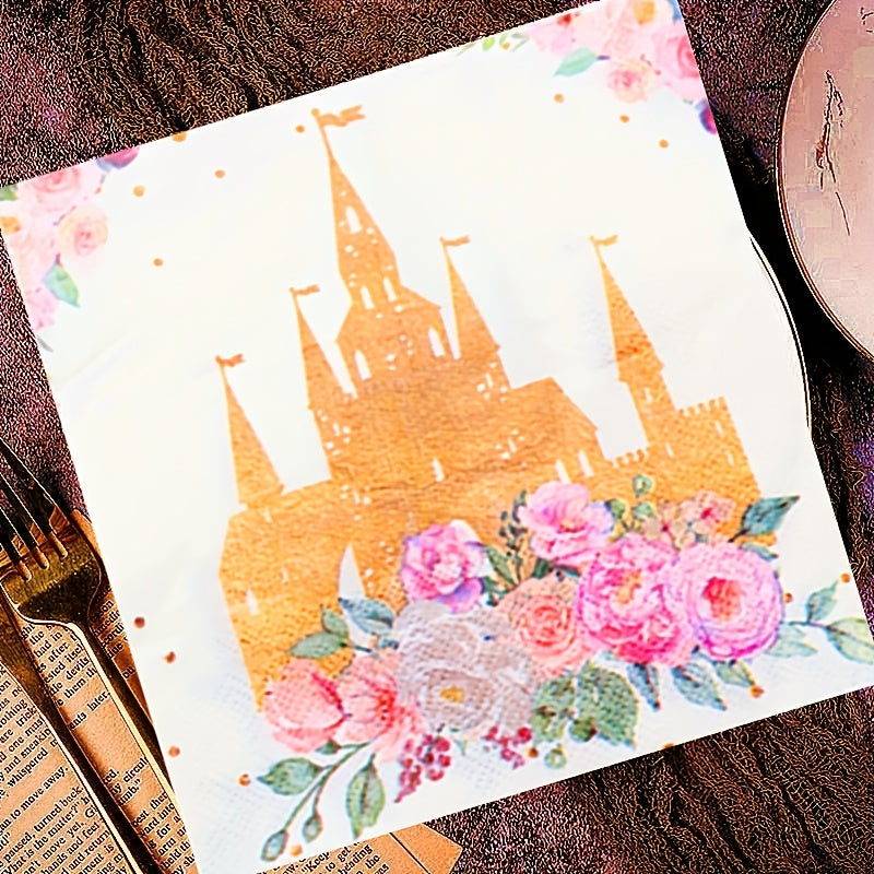 20pcs Princess Birthday Party Pink Napkins For Celebrations