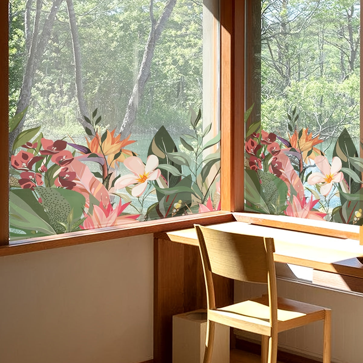 Colorful Flower Window Stickers Waterproof Static Cling