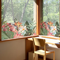 Colorful Flower Window Stickers Waterproof Static Cling
