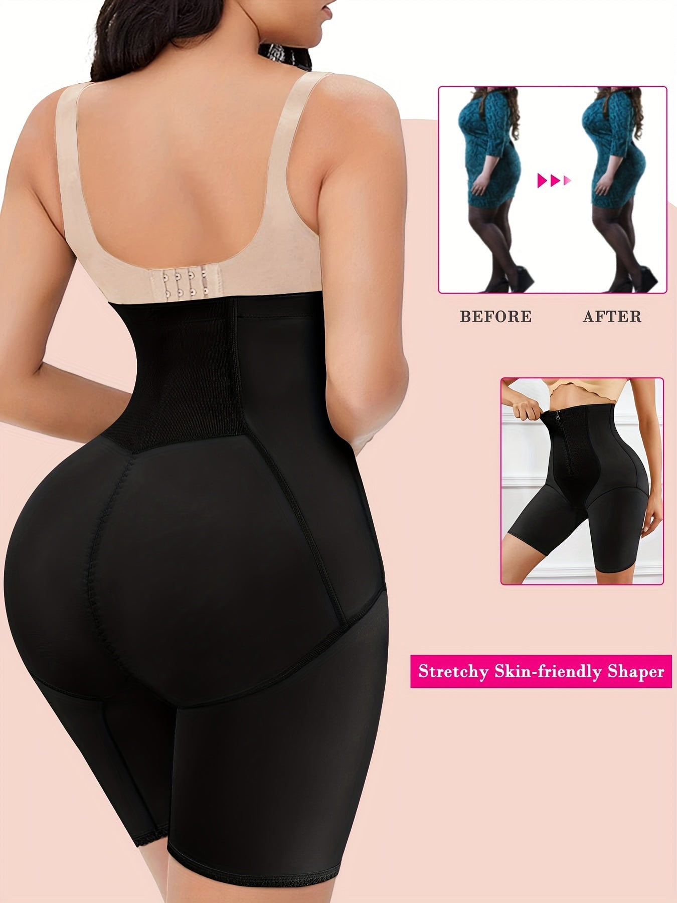 High Waist Zipper Shaping Shorts Tummy Control Compression Shorts