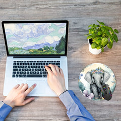 Elephant Mouse Pad Round Non Slip Rubber Mouse Pad Laptop Office Computer Decor